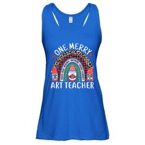 Art Teacher Funny Gnomes Christmas Teacher Rainbow Gift Ladies Essential Flowy Tank