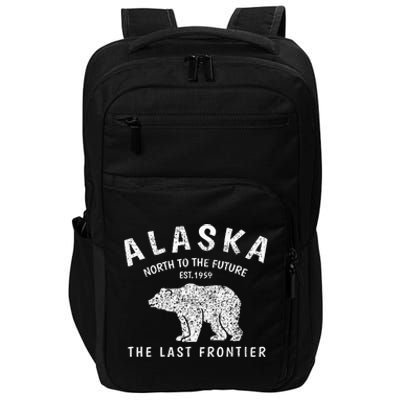 Alaska TheLast Frontier Est. 1959 Mountains Nature Grizzly Impact Tech Backpack