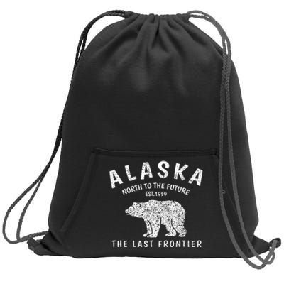 Alaska TheLast Frontier Est. 1959 Mountains Nature Grizzly Sweatshirt Cinch Pack Bag