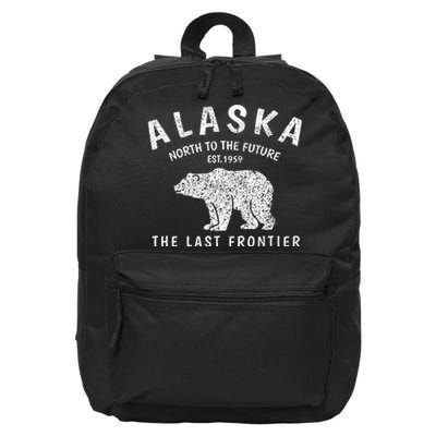 Alaska TheLast Frontier Est. 1959 Mountains Nature Grizzly 16 in Basic Backpack