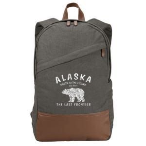 Alaska TheLast Frontier Est. 1959 Mountains Nature Grizzly Cotton Canvas Backpack