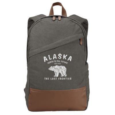 Alaska TheLast Frontier Est. 1959 Mountains Nature Grizzly Cotton Canvas Backpack