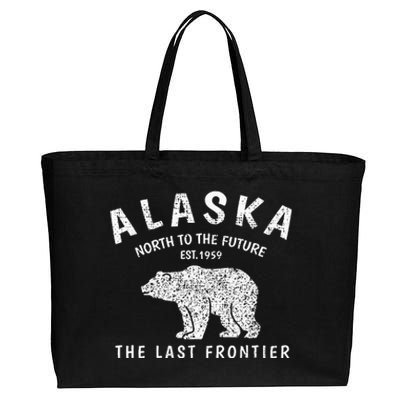 Alaska TheLast Frontier Est. 1959 Mountains Nature Grizzly Cotton Canvas Jumbo Tote