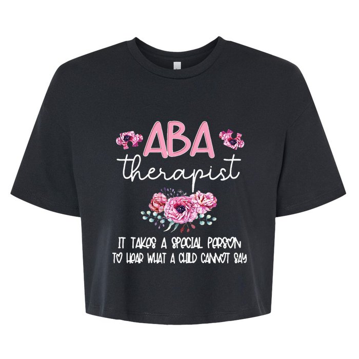 ABA Therapist Flower Applied Behavior Analysis ABA Therapy Bella+Canvas Jersey Crop Tee