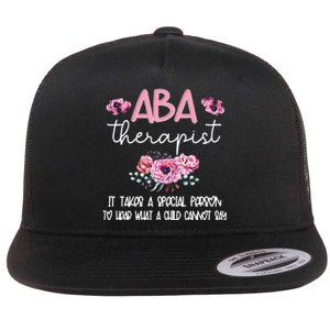 ABA Therapist Flower Applied Behavior Analysis ABA Therapy Flat Bill Trucker Hat