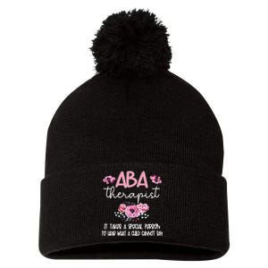 ABA Therapist Flower Applied Behavior Analysis ABA Therapy Pom Pom 12in Knit Beanie