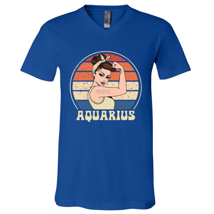 Aquarius Tee Funny Birthday Funny Gift Quarius Zodiac Great Gift V-Neck T-Shirt