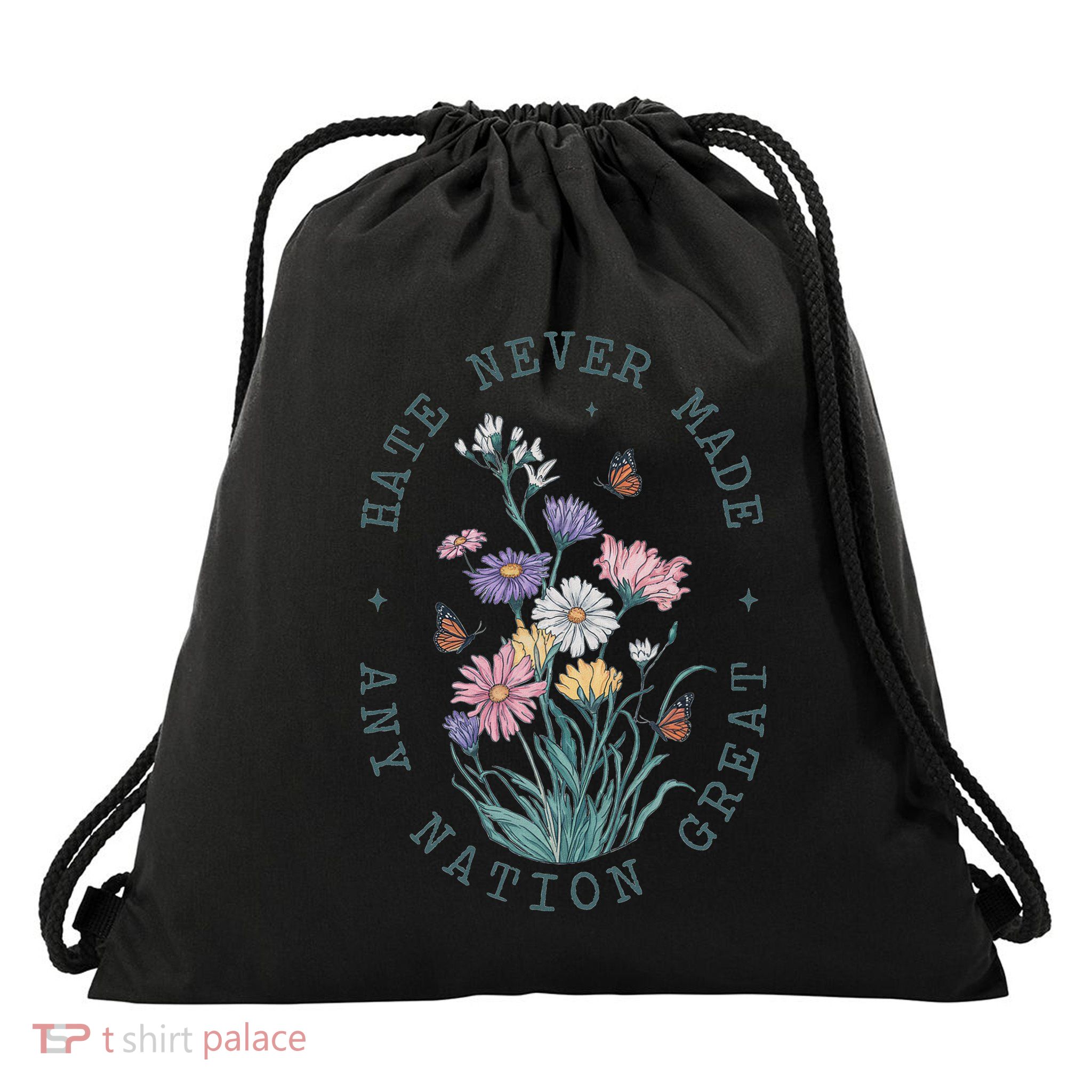 Anti Trump Floral Butterflies Democrat President Liberal Drawstring Bag