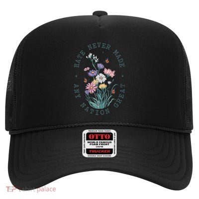 Anti Trump Floral Butterflies Democrat President Liberal Gift High Crown Mesh Back Trucker Hat