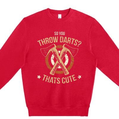 Axe Throwing Funny Hatchet Lumberjack Hobby Cute Gift Premium Crewneck Sweatshirt