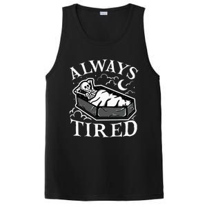 Always Tired Funny Skeleton Sleeping Coffin PosiCharge Competitor Tank