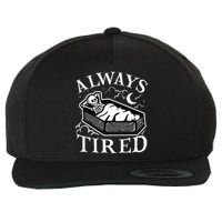 Always Tired Funny Skeleton Sleeping Coffin Wool Snapback Cap