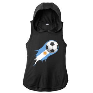 Argentina Team Flag Soccer Ball Ladies PosiCharge Tri-Blend Wicking Draft Hoodie Tank