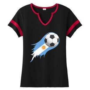 Argentina Team Flag Soccer Ball Ladies Halftime Notch Neck Tee