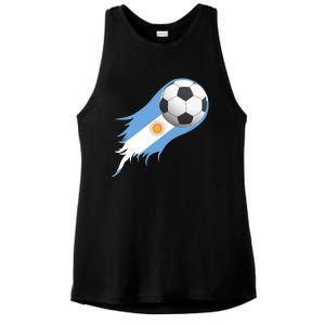 Argentina Team Flag Soccer Ball Ladies PosiCharge Tri-Blend Wicking Tank