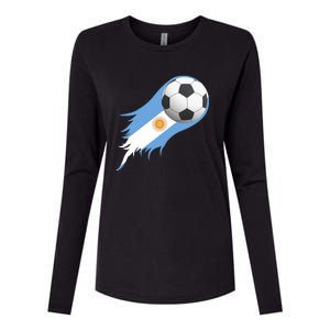 Argentina Team Flag Soccer Ball Womens Cotton Relaxed Long Sleeve T-Shirt