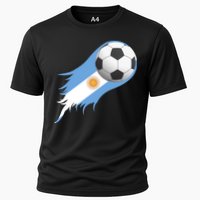 Argentina Team Flag Soccer Ball Cooling Performance Crew T-Shirt