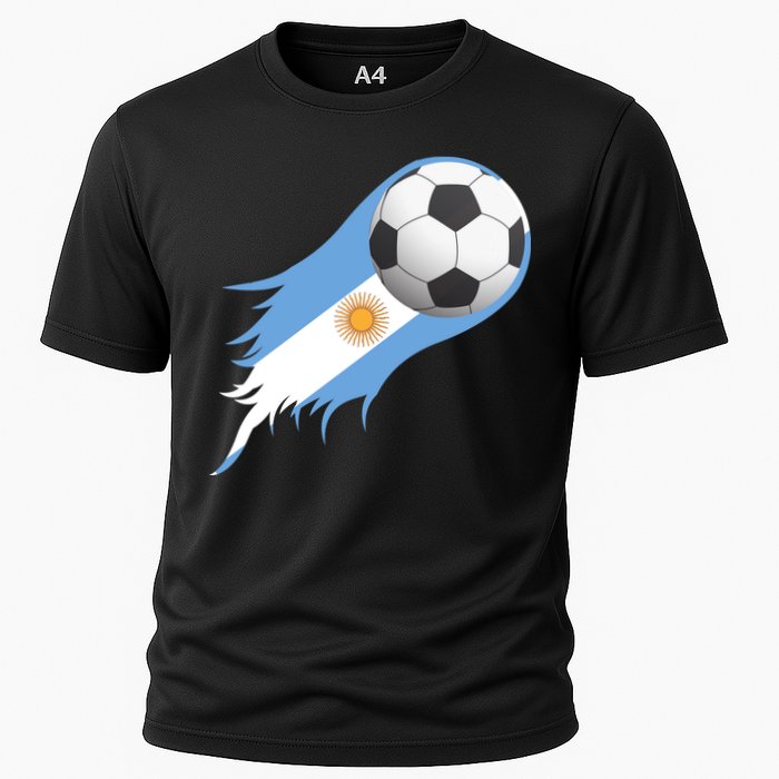 Argentina Team Flag Soccer Ball Cooling Performance Crew T-Shirt