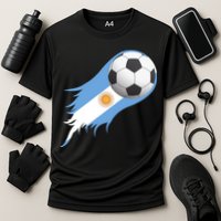 Argentina Team Flag Soccer Ball Cooling Performance Crew T-Shirt