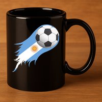 Argentina Team Flag Soccer Ball 11oz C Handle Ceramic Mug