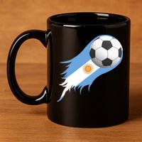 Argentina Team Flag Soccer Ball 11oz C Handle Ceramic Mug