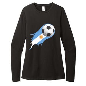 Argentina Team Flag Soccer Ball Womens CVC Long Sleeve Shirt