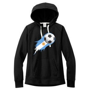 Argentina Team Flag Soccer Ball Women's Fleece Hoodie