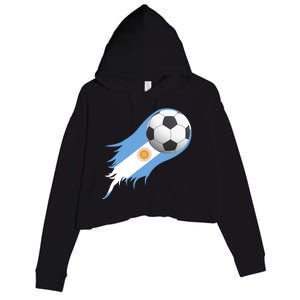 Argentina Team Flag Soccer Ball Crop Fleece Hoodie