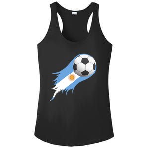 Argentina Team Flag Soccer Ball Ladies PosiCharge Competitor Racerback Tank