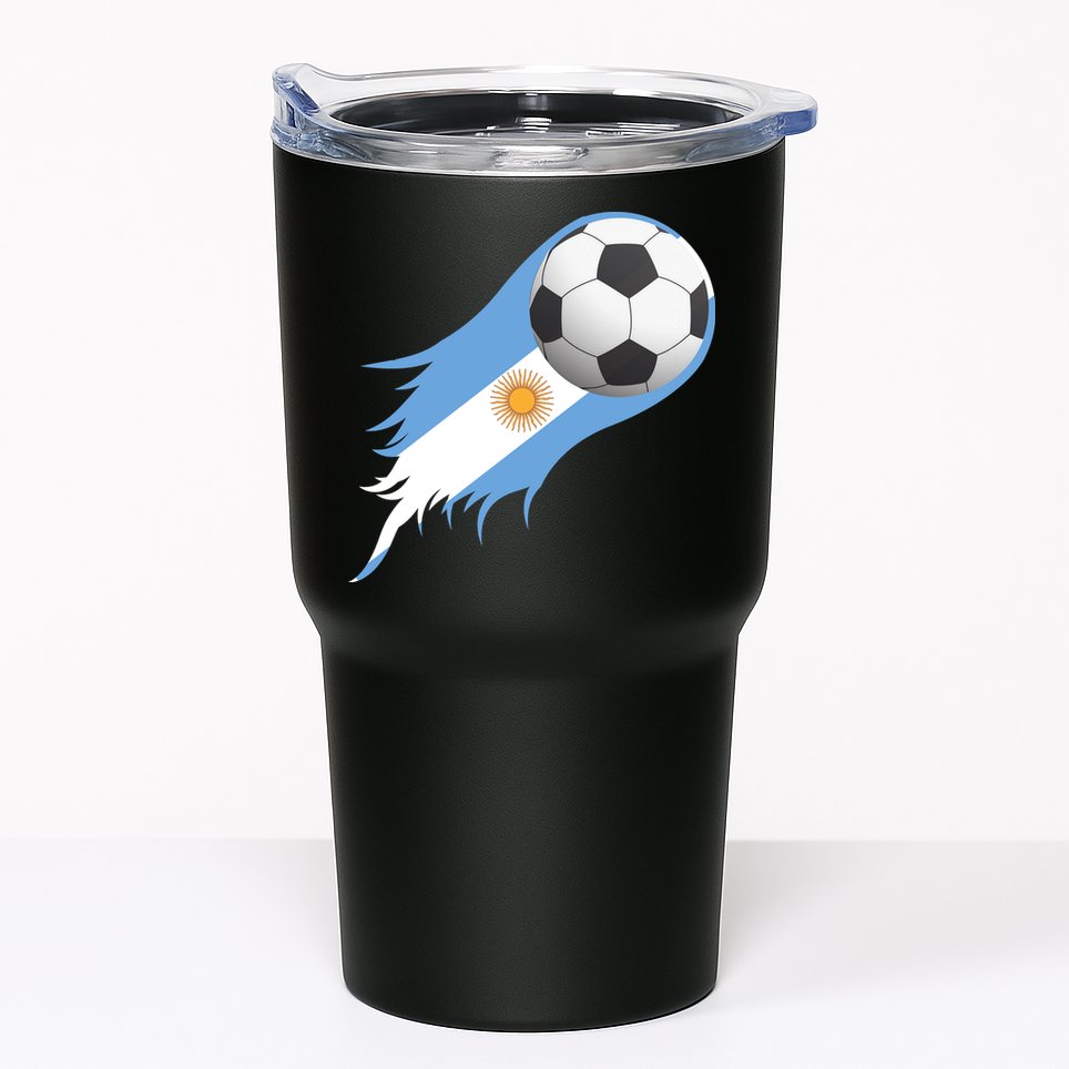 Argentina Team Flag Soccer Ball Tumbler