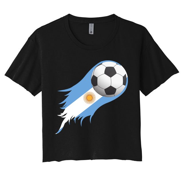 Argentina Team Flag Soccer Ball Crop Top