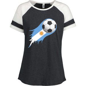 Argentina Team Flag Soccer Ball Enza Ladies Jersey Colorblock Tee