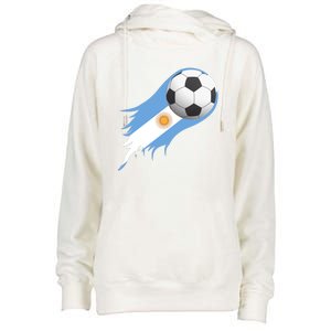 Argentina Team Flag Soccer Ball Womens Funnel Neck Pullover Hood