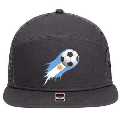 Argentina Team Flag Soccer Ball 7 Panel Mesh Trucker Snapback Hat