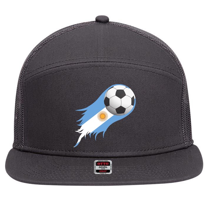 Argentina Team Flag Soccer Ball 7 Panel Mesh Trucker Snapback Hat