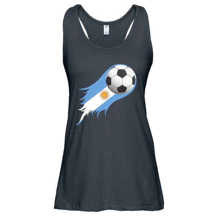 Argentina Team Flag Soccer Ball Ladies Essential Flowy Tank