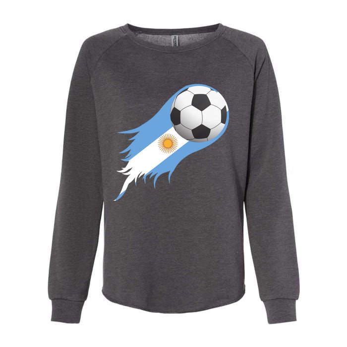 Argentina Team Flag Soccer Ball Womens California Wash Sweatshirt