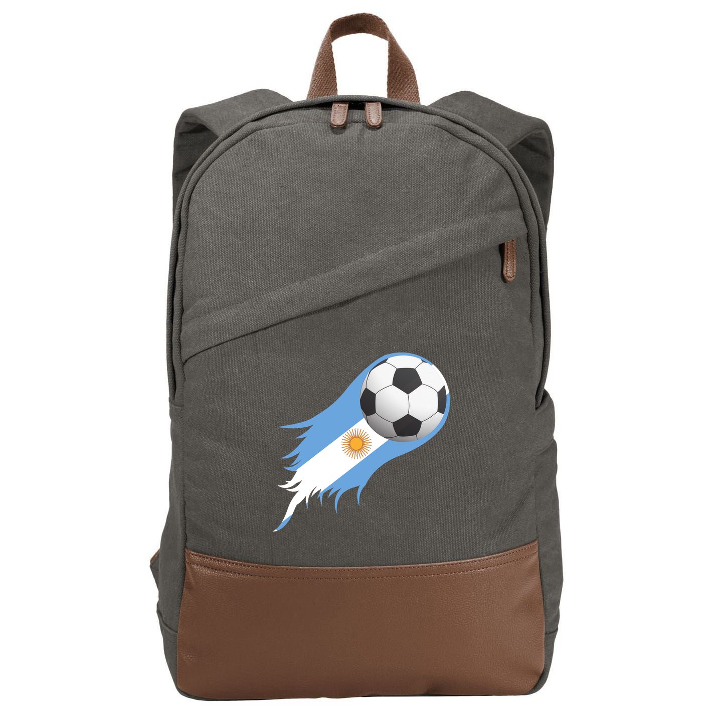 Argentina Team Flag Soccer Ball Cotton Canvas Backpack