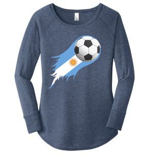 Argentina Team Flag Soccer Ball Women's Perfect Tri Tunic Long Sleeve Shirt