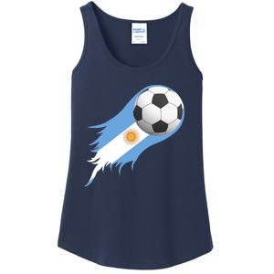 Argentina Team Flag Soccer Ball Ladies Essential Tank