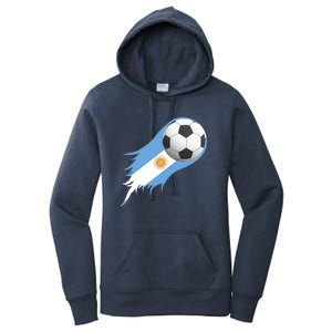 Argentina Team Flag Soccer Ball Women's Pullover Hoodie