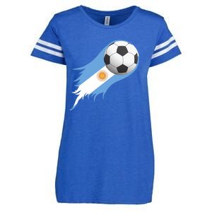 Argentina Team Flag Soccer Ball Enza Ladies Jersey Football T-Shirt