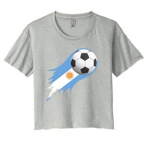 Argentina Team Flag Soccer Ball Women's Crop Top Tee