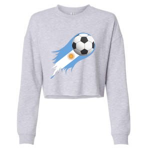 Argentina Team Flag Soccer Ball Cropped Pullover Crew