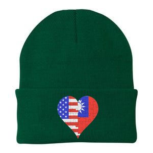 American Taiwanese Flag Heart Funny Gift Knit Cap Winter Beanie