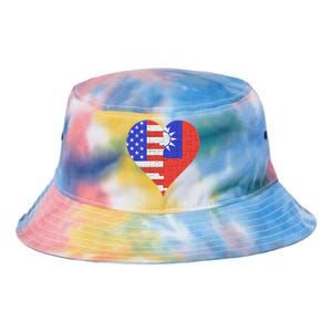 American Taiwanese Flag Heart Funny Gift Tie Dye Newport Bucket Hat