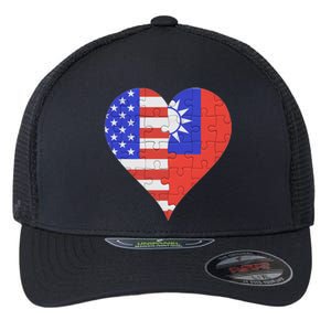 American Taiwanese Flag Heart Funny Gift Flexfit Unipanel Trucker Cap