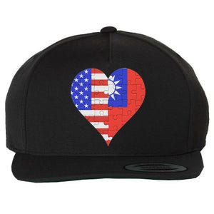 American Taiwanese Flag Heart Funny Gift Wool Snapback Cap