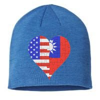 American Taiwanese Flag Heart Funny Gift Sustainable Beanie