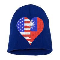 American Taiwanese Flag Heart Funny Gift Short Acrylic Beanie